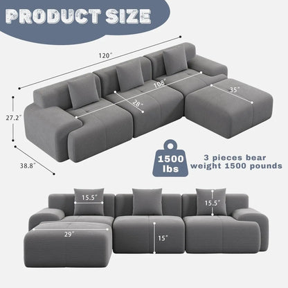 120" Cloud Modular Sectional Couch